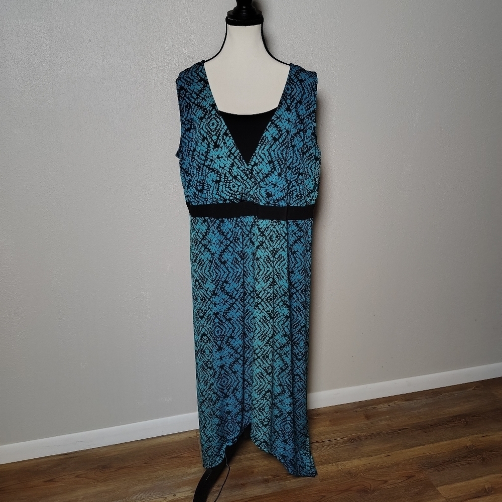 Catherines Blue and Black Asymmetrical Dress 1X